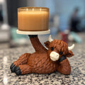 3D Printed Highland Cow Candle Holder | Farmhouse Cow Decor (3-Wick)