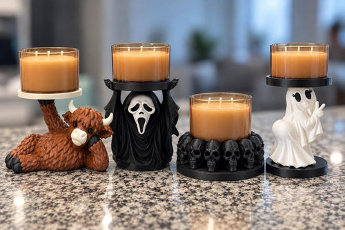 3D Printed Highland Cow Candle Holder | Farmhouse Cow Decor (3-Wick)
