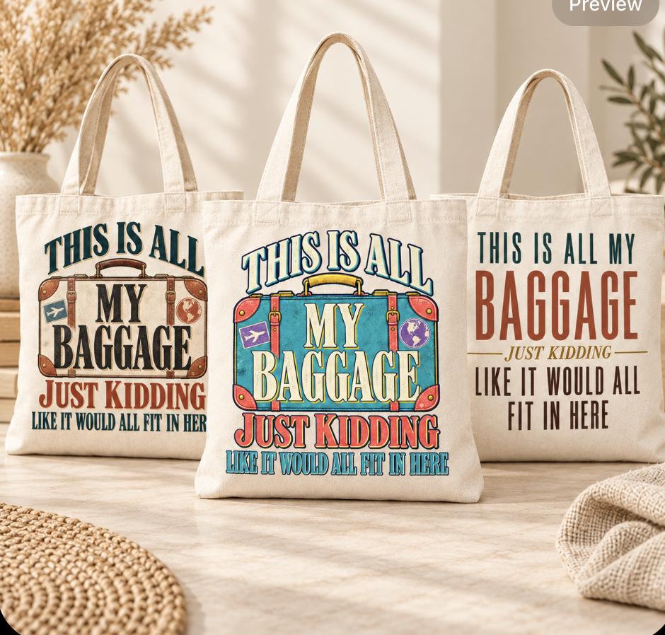 Funny Emotional Baggage Tote, Sarcastic Travel Gift, Girls Trip Bag