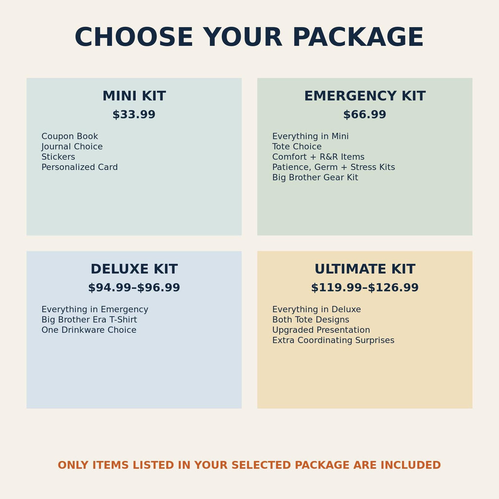 Personalized Big Brother Emergency Kit, New Sibling Gift Box (Ultimate Kit)
