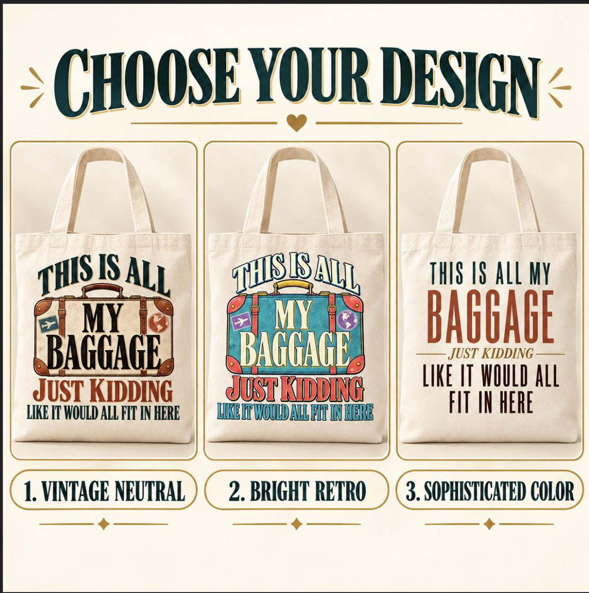 Funny Emotional Baggage Tote, Sarcastic Travel Gift, Girls Trip Bag