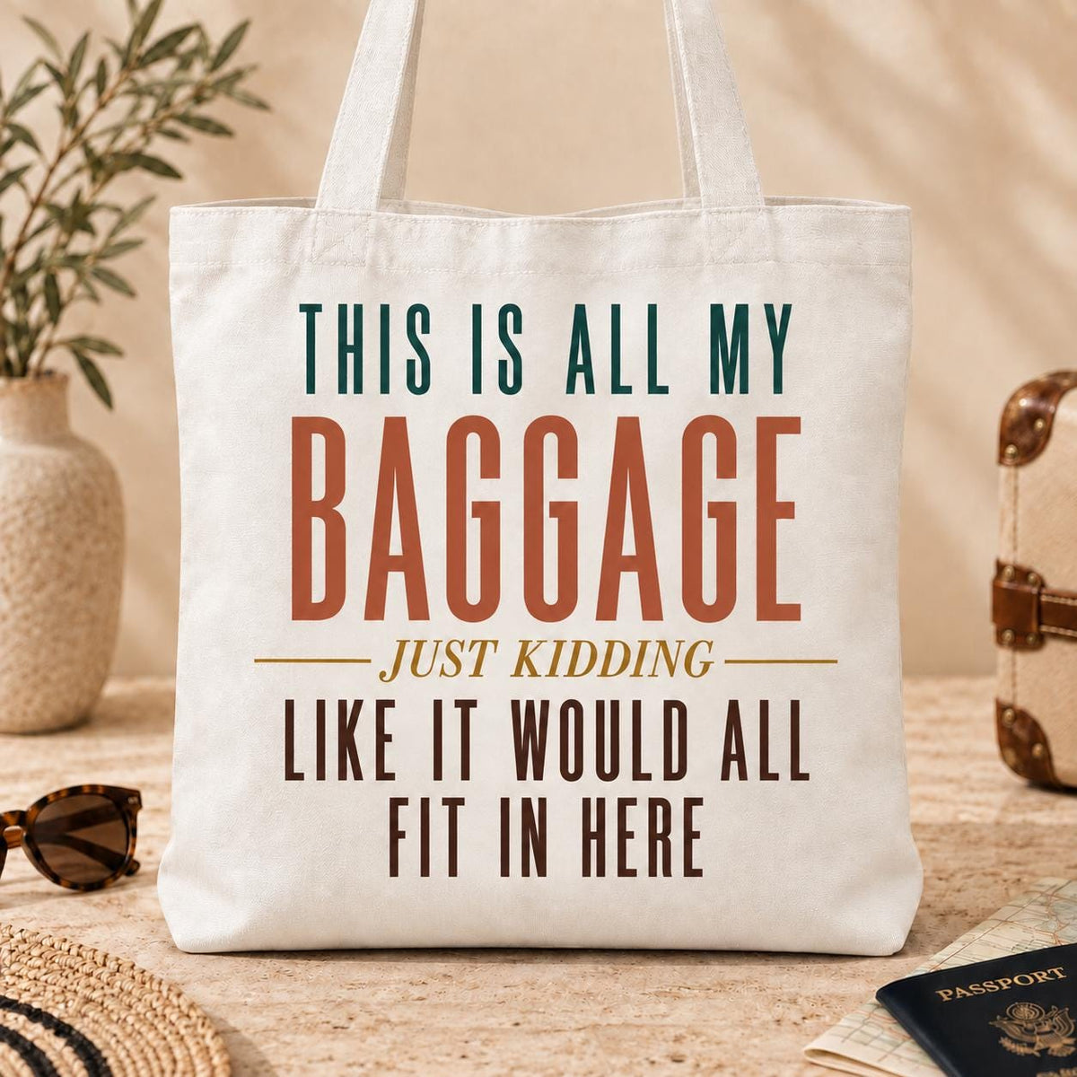 Funny Emotional Baggage Tote, Sarcastic Travel Gift, Girls Trip Bag