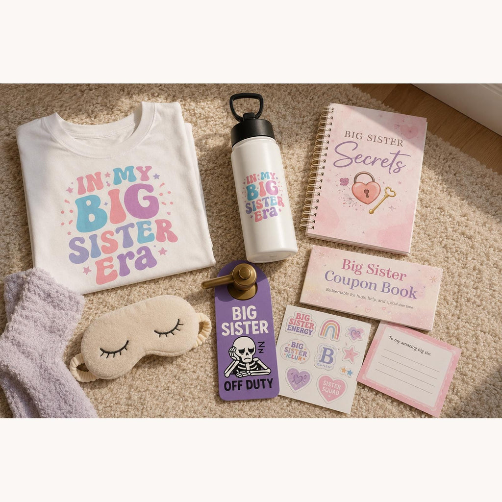 Personalized Big Sister Emergency Kit, New Sibling Gift Box, Tote, Tumbler, Journal, Activities