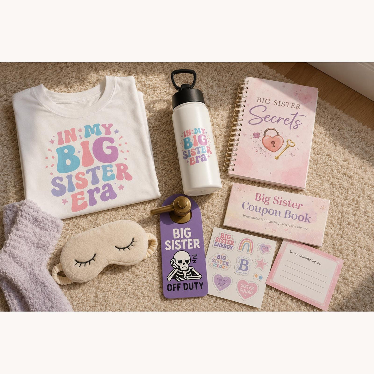 Personalized Big Sister Emergency Kit, New Sibling Gift Box, Tote, Tumbler, Journal, Activities