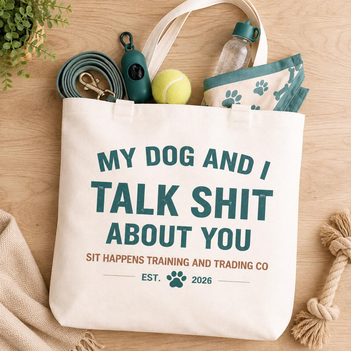 Funny Dog Mom Tote Bag, Sarcastic Pet Lover Gift, Canvas Shopping Bag