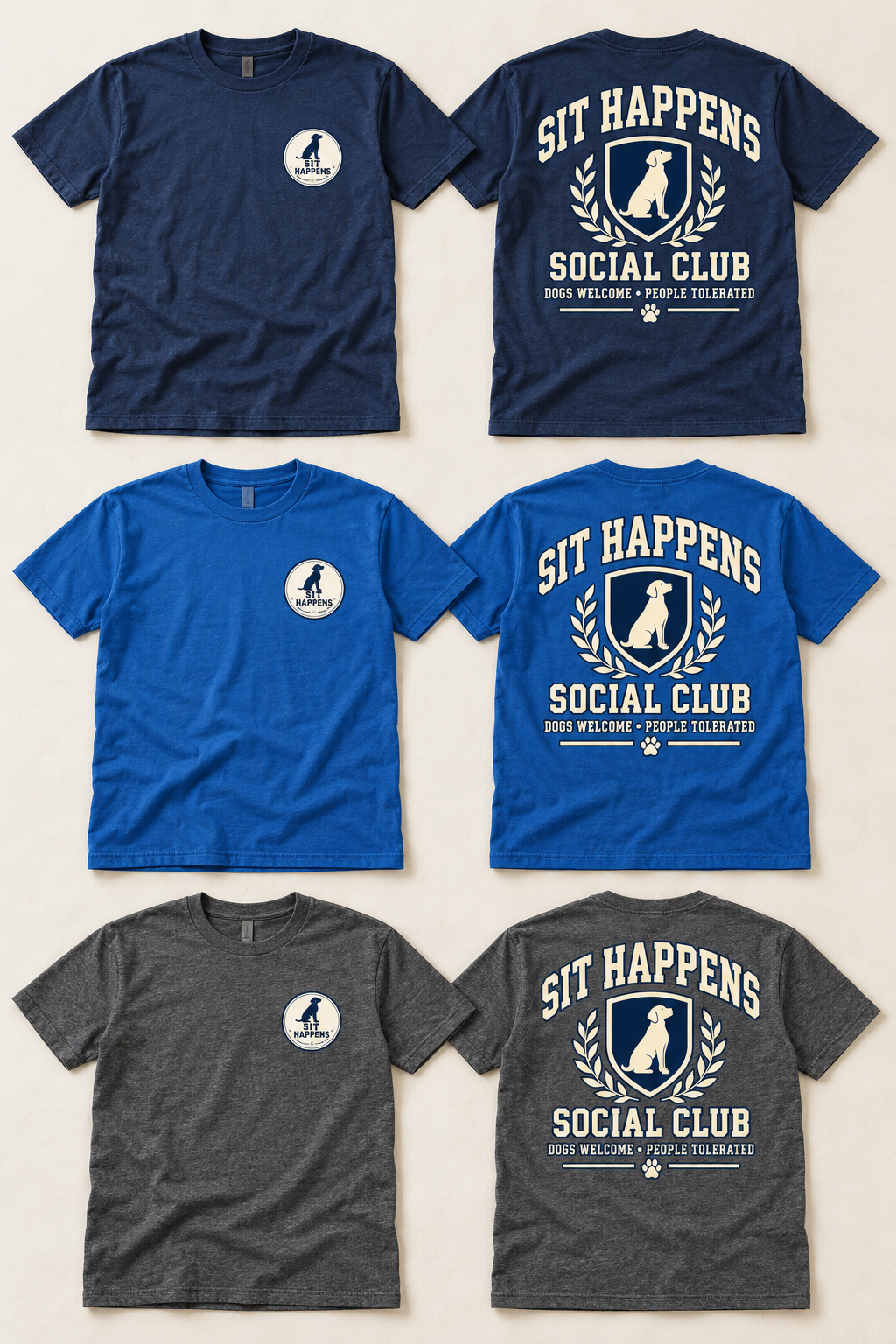 Sit Happens Social Club T-Shirt – Dog Lover Crest Tee