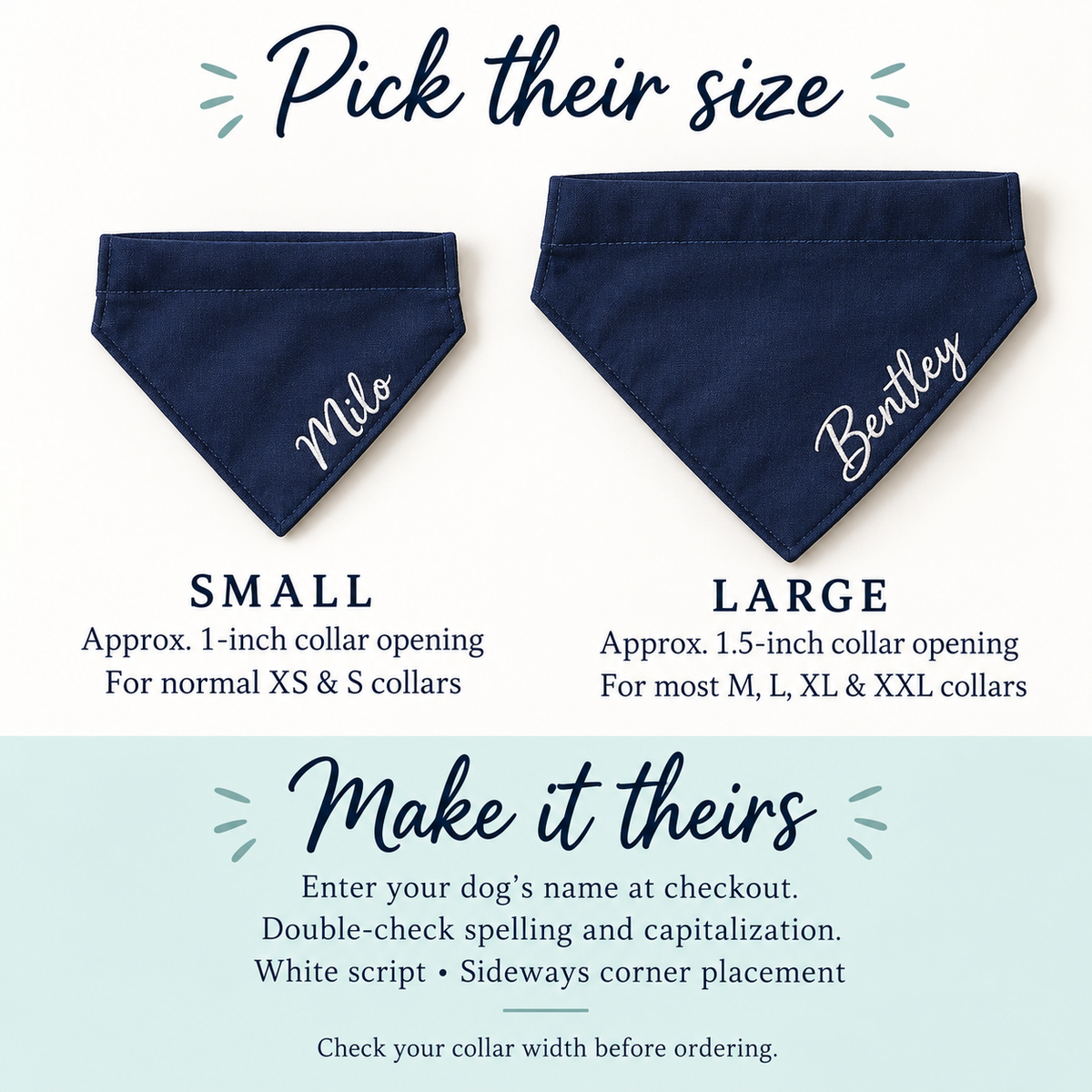 Personalized Dog Name Bandana – Over-the-Collar